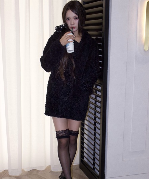 REINE NOIRE(レーヌノワール)の「boa coat jacket. / ボア コート ジャケット(チェスターコート・レディース・ブラック・FREE)」の3枚目の写真