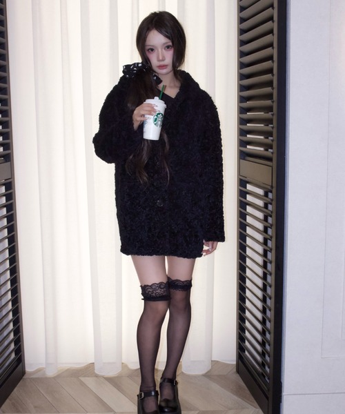 REINE NOIRE(レーヌノワール)の「boa coat jacket. / ボア コート ジャケット(チェスターコート・レディース・ブラック・FREE)」の5枚目の写真