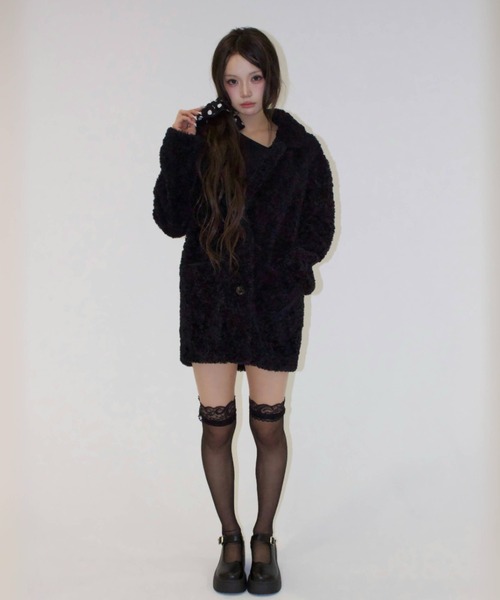 REINE NOIRE(レーヌノワール)の「boa coat jacket. / ボア コート ジャケット(チェスターコート・レディース・ブラック・FREE)」の8枚目の写真