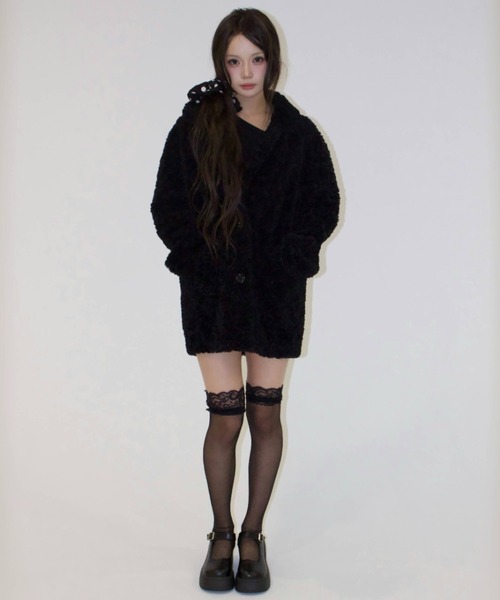 REINE NOIRE(レーヌノワール)の「boa coat jacket. / ボア コート ジャケット(チェスターコート・レディース・ブラック・FREE)」の9枚目の写真