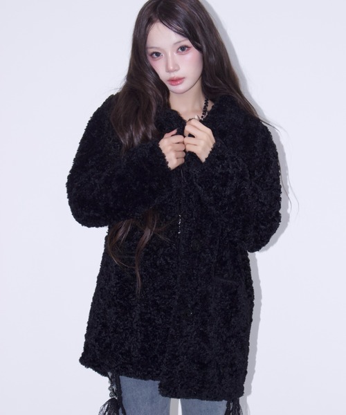REINE NOIRE(レーヌノワール)の「boa coat jacket. / ボア コート ジャケット(チェスターコート・レディース・ブラック・FREE)」の10枚目の写真