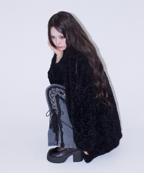 REINE NOIRE(レーヌノワール)の「boa coat jacket. / ボア コート ジャケット(チェスターコート・レディース・ブラック・FREE)」の12枚目の写真