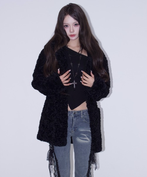 REINE NOIRE(レーヌノワール)の「boa coat jacket. / ボア コート ジャケット(チェスターコート・レディース・ブラック・FREE)」の13枚目の写真