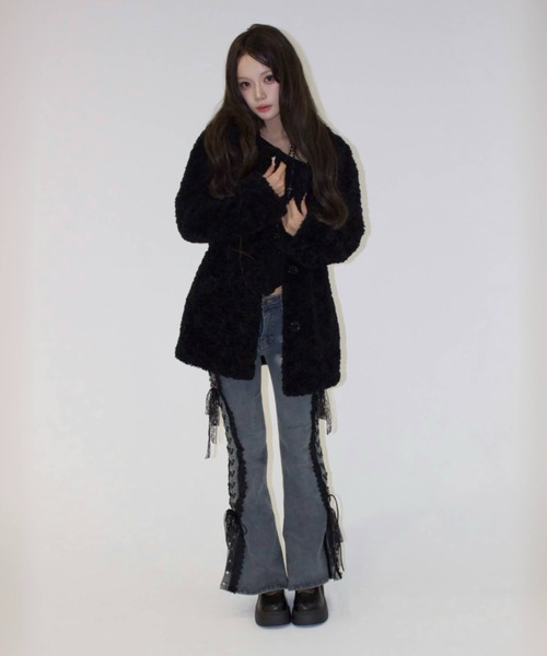 REINE NOIRE(レーヌノワール)の「boa coat jacket. / ボア コート ジャケット(チェスターコート・レディース・ブラック・FREE)」の14枚目の写真