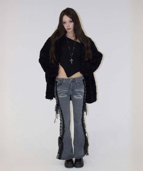 REINE NOIRE(レーヌノワール)の「boa coat jacket. / ボア コート ジャケット(チェスターコート・レディース・ブラック・FREE)」の15枚目の写真