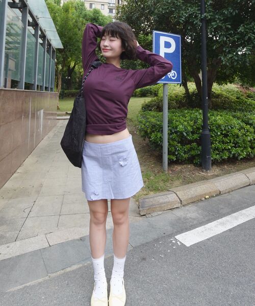 HAVISM（ヘビズム）の「W NAME CARD L/S TEE(PLUM)（Tシャツ/カットソー・レディース・その他・FREE）」の3枚目の写真