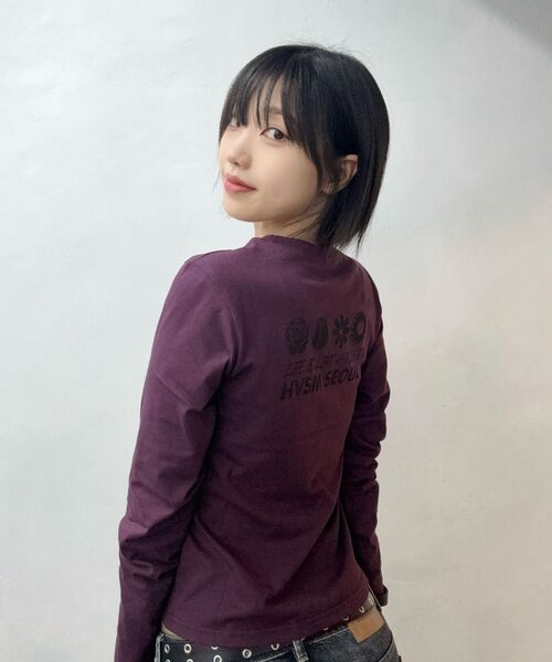 HAVISM（ヘビズム）の「W NAME CARD L/S TEE(PLUM)（Tシャツ/カットソー・レディース・その他・FREE）」の7枚目の写真