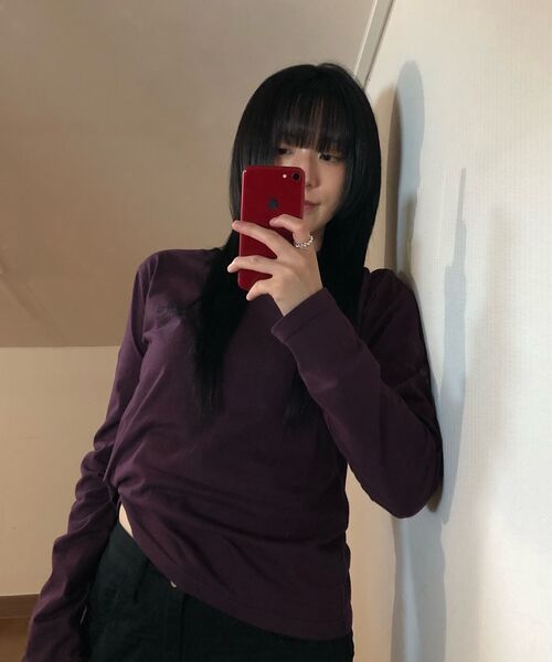 HAVISM（ヘビズム）の「W NAME CARD L/S TEE(PLUM)（Tシャツ/カットソー・レディース・その他・FREE）」の8枚目の写真