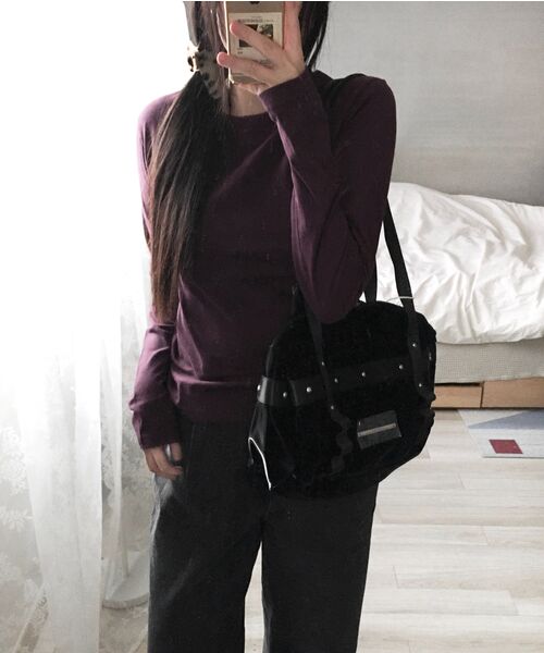 HAVISM（ヘビズム）の「W NAME CARD L/S TEE(PLUM)（Tシャツ/カットソー・レディース・その他・FREE）」の9枚目の写真
