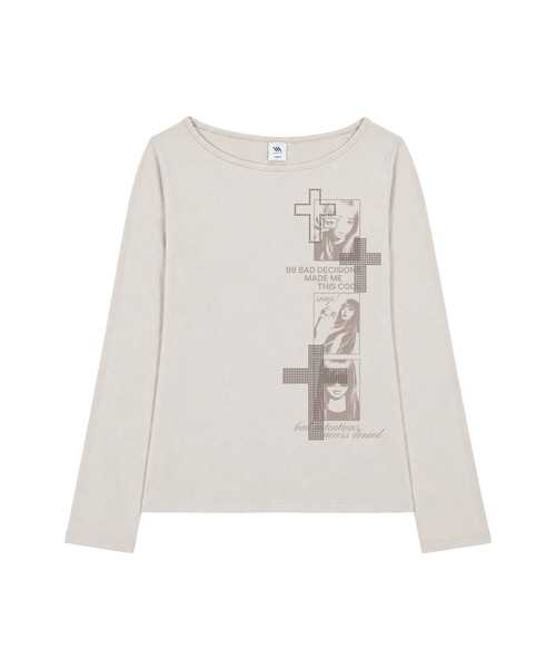 VENHIT(ベンヒット)の「TT Snap ボートネック ロングスリーブ(Tシャツ/カットソー・レディース・ミント/ベージュ/ブラック/ピンク・FREE)」の3枚目の写真