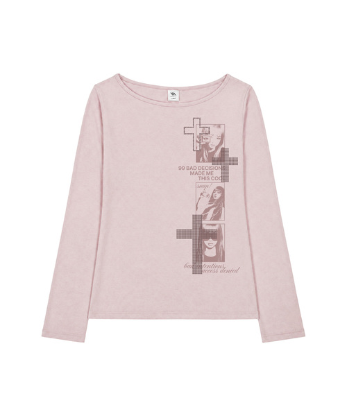 VENHIT(ベンヒット)の「TT Snap ボートネック ロングスリーブ(Tシャツ/カットソー・レディース・ミント/ベージュ/ブラック/ピンク・FREE)」の4枚目の写真