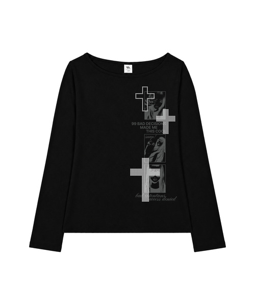 VENHIT(ベンヒット)の「TT Snap ボートネック ロングスリーブ(Tシャツ/カットソー・レディース・ミント/ベージュ/ブラック/ピンク・FREE)」の2枚目の写真