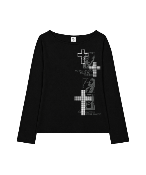 VENHIT(ベンヒット)の「TT Snap ボートネック ロングスリーブ(Tシャツ/カットソー・レディース・ミント/ベージュ/ブラック/ピンク・FREE)」の5枚目の写真