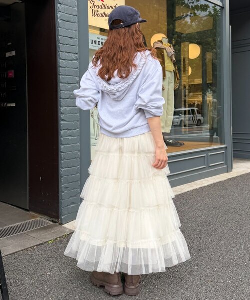 w closet（ダブルクローゼット）の「【ショート丈・フリル】星柄パッチワークパーカー（パーカー・レディース・アイボリー/グリーン/ブルー/ネイビー・FREE）」の11枚目の写真