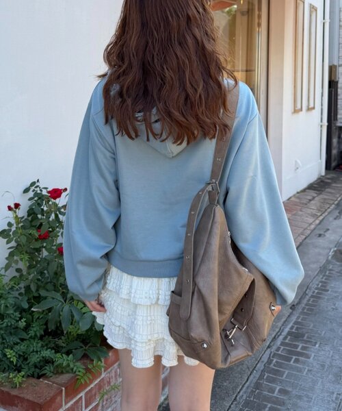w closet（ダブルクローゼット）の「【ショート丈・フリル】星柄パッチワークパーカー（パーカー・レディース・アイボリー/グリーン/ブルー/ネイビー・FREE）」の20枚目の写真