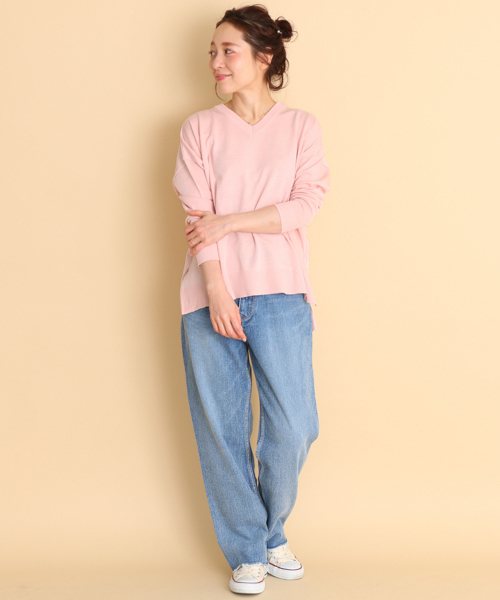 URBAN RESEARCH Sonny Label（アーバンリサーチサニーレーベル）の「Sonny Label 綿混Vネックオーバーニット（ニット/セーター・レディース・オフホワイト/ブルー系その他/ミント/ピンク・FREE）」の7枚目の写真