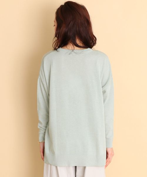 URBAN RESEARCH Sonny Label（アーバンリサーチサニーレーベル）の「Sonny Label 綿混Vネックオーバーニット（ニット/セーター・レディース・オフホワイト/ブルー系その他/ミント/ピンク・FREE）」の14枚目の写真