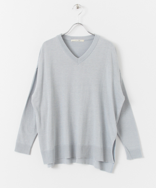 URBAN RESEARCH Sonny Label（アーバンリサーチサニーレーベル）の「Sonny Label 綿混Vネックオーバーニット（ニット/セーター・レディース・オフホワイト/ブルー系その他/ミント/ピンク・FREE）」の16枚目の写真