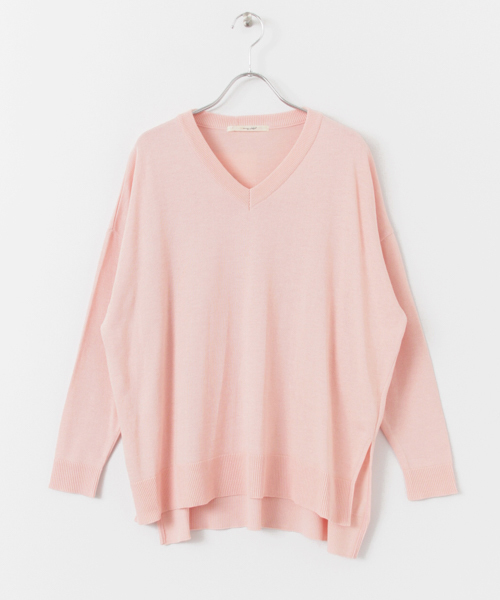 URBAN RESEARCH Sonny Label（アーバンリサーチサニーレーベル）の「Sonny Label 綿混Vネックオーバーニット（ニット/セーター・レディース・オフホワイト/ブルー系その他/ミント/ピンク・FREE）」の18枚目の写真