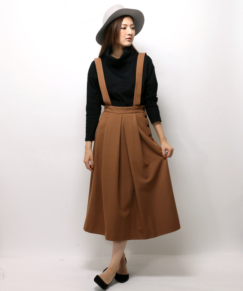LBC（エルビーシー）の「スパンサス付きタックスカート                （スカート・レディース・ブラウン/グレー・MEDIUM/LARGE）」の2枚目の写真