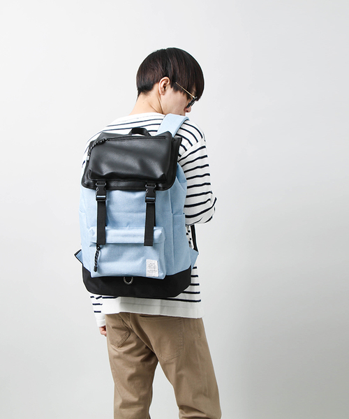 WEGO(ウィゴー)の「WEGO/フェイクレザーコンビフラップリュック(バックパック/リュック・メンズ・ホワイト/ブラック/サックスブルー・FREE)」の20枚目の写真