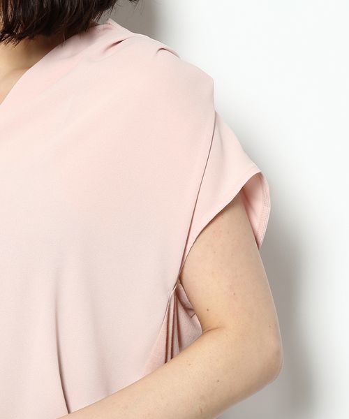 VIS（ビス）の「異素材スキッパーフレンチスリーブブラウス（シャツ/ブラウス・レディース・サックスブルー/ホワイト/ライトグリーン/ピンク/ブラック・FREE）」の9枚目の写真