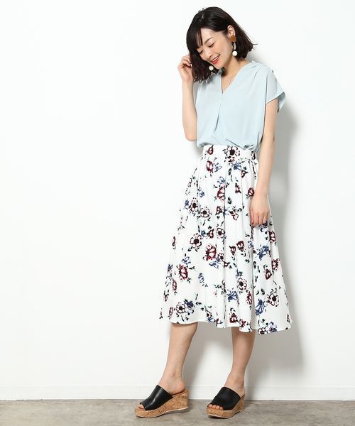 VIS（ビス）の「異素材スキッパーフレンチスリーブブラウス（シャツ/ブラウス・レディース・サックスブルー/ホワイト/ライトグリーン/ピンク/ブラック・FREE）」の12枚目の写真