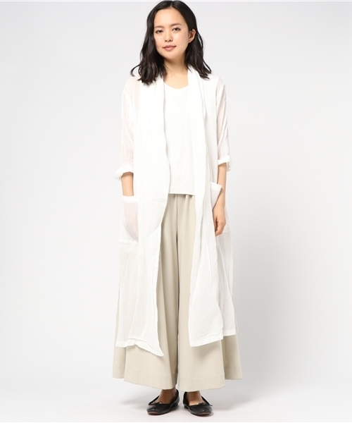 LBC(エルビーシー)の「コットンロングカーディガン (カーディガン/ボレロ・レディース・ブラック/ホワイト・MEDIUM/LARGE)」の1枚目の写真