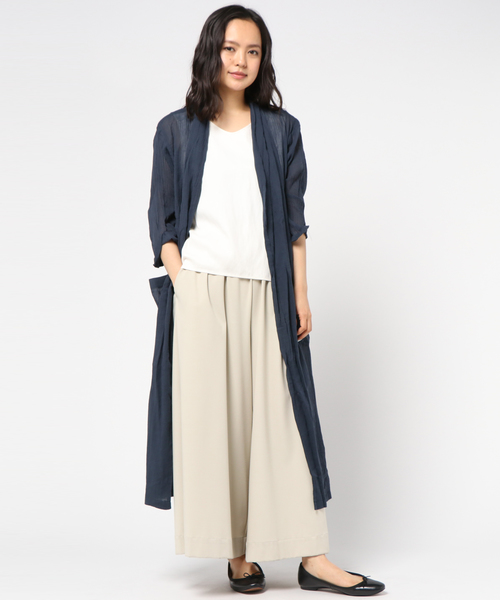 LBC(エルビーシー)の「コットンロングカーディガン (カーディガン/ボレロ・レディース・ブラック/ホワイト・MEDIUM/LARGE)」の2枚目の写真