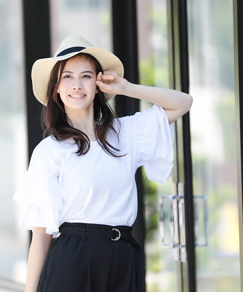 WEGO（ウィゴー）の「WEGO/【WEB限定】フリル袖カットソー（Tシャツ/カットソー・レディース・ブラック/ホワイト/ネイビー・FREE）」の19枚目の写真