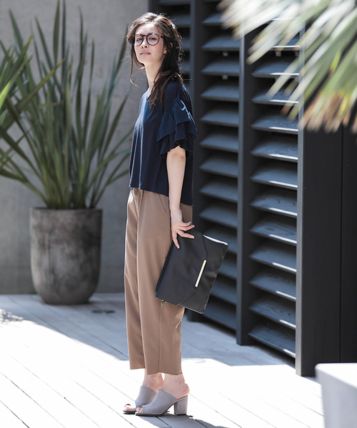 WEGO（ウィゴー）の「WEGO/【WEB限定】フリル袖カットソー（Tシャツ/カットソー・レディース・ブラック/ホワイト/ネイビー・FREE）」の13枚目の写真