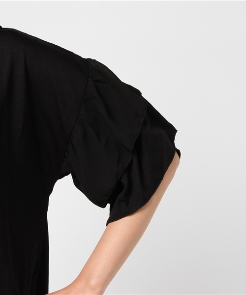 WEGO（ウィゴー）の「WEGO/【WEB限定】フリル袖カットソー（Tシャツ/カットソー・レディース・ブラック/ホワイト/ネイビー・FREE）」の8枚目の写真