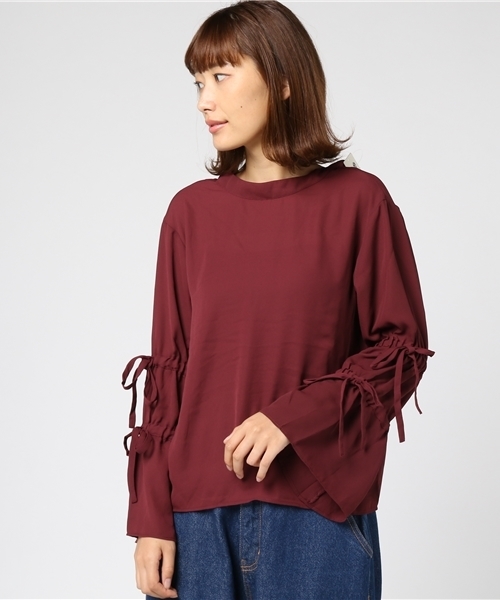 earth music&ecology（アースミュージックアンドエコロジー）の「キャンディスリーブフレアープルオーバー（シャツ/ブラウス・レディース・ネイビー/アイボリー/ボルドー・FREE）」の3枚目の写真