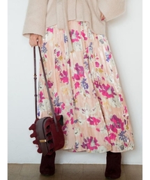 MERCURYDUO | シャイニーサテンフラワープリントスカート(スカート)