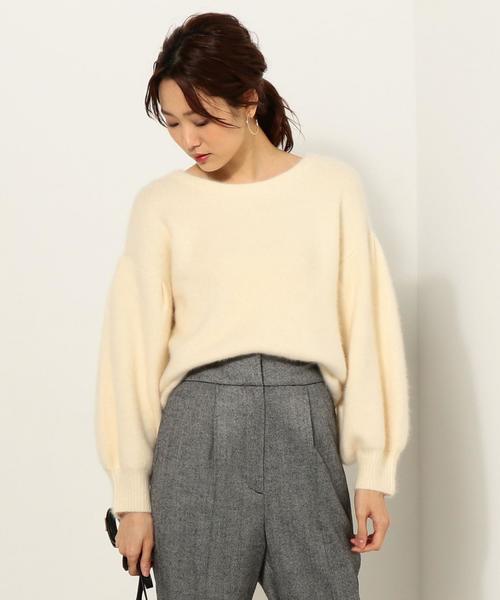 LILLY LYNQUE♡リリーリン ファー付きVネック半袖トップス リリーリン LILLY LYNQUE FOX混紡 リラックススタイルVネック
