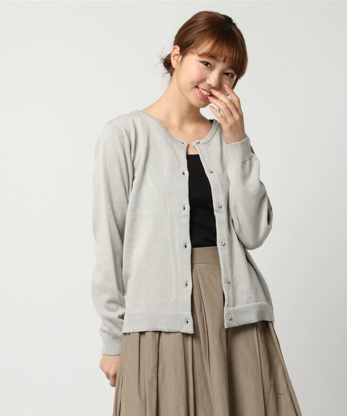 LBC（エルビーシー）の「ポイント配色カーディガン（カーディガン/ボレロ・レディース・ライトグレー/イエロー/ネイビー・MEDIUM/LARGE）」の9枚目の写真