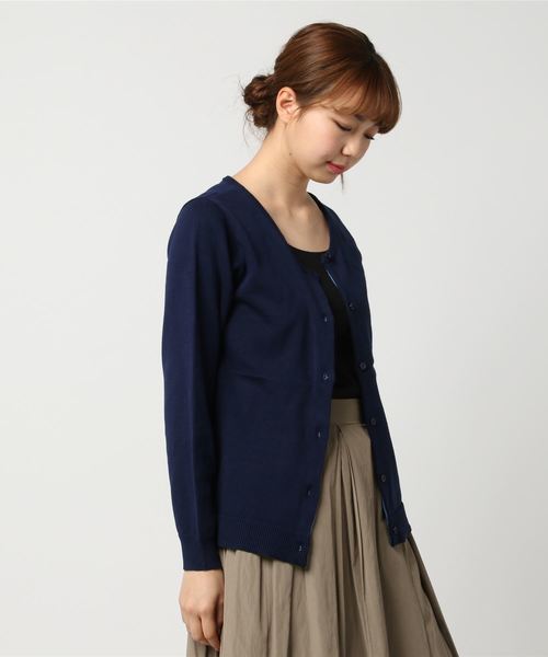 LBC（エルビーシー）の「ポイント配色カーディガン（カーディガン/ボレロ・レディース・ライトグレー/イエロー/ネイビー・MEDIUM/LARGE）」の4枚目の写真