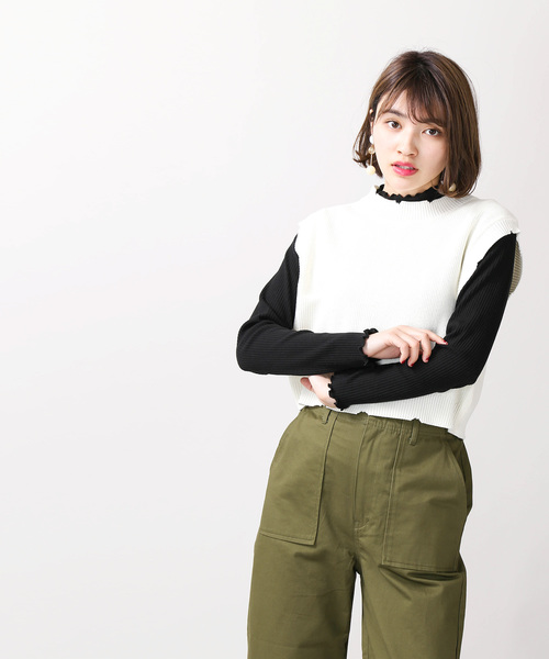 WEGO(ウィゴー)の「WEGO/ダメージニットベスト(ベスト・レディース・ホワイト/ブラック・FREE)」の9枚目の写真