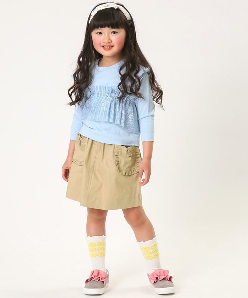 apres les cours(アプレレクール)の「ポケットフリルスカート(スカート・キッズ・ベージュ/レッド・100/120/90/140/110/130)」の3枚目の写真