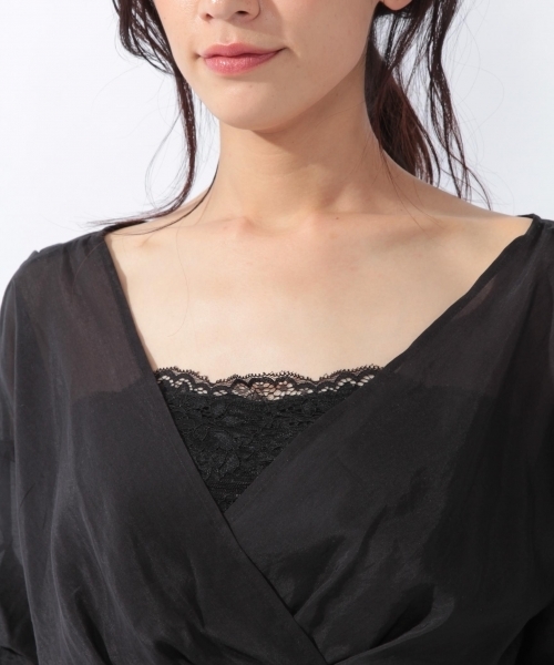 laboratory work（ラボラトリーワーク）の「ラッフルショートスリーブカシュクールシャツ（シャツ/ブラウス・レディース・ブラック/オフホワイト/グレイッシュベージュ・MEDIUM）」の12枚目の写真