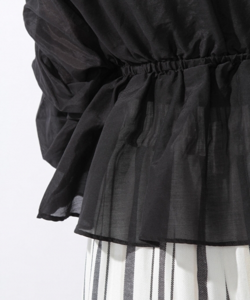 laboratory work（ラボラトリーワーク）の「ラッフルショートスリーブカシュクールシャツ（シャツ/ブラウス・レディース・ブラック/オフホワイト/グレイッシュベージュ・MEDIUM）」の19枚目の写真