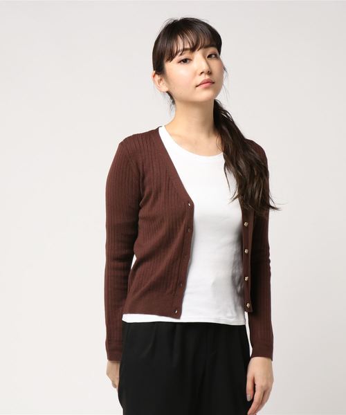 TRUDEA(トルディア)の「リブVネックカーディガン(カーディガン/ボレロ・レディース・グレー/ブラウン/ベージュ/ネイビー/サックスブルー/ワインレッド・MEDIUM/LARGE)」の13枚目の写真