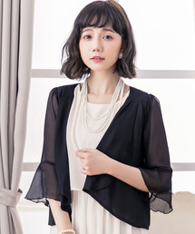 7分丈薄手シフォンパーティボレロ結婚式カーディガン