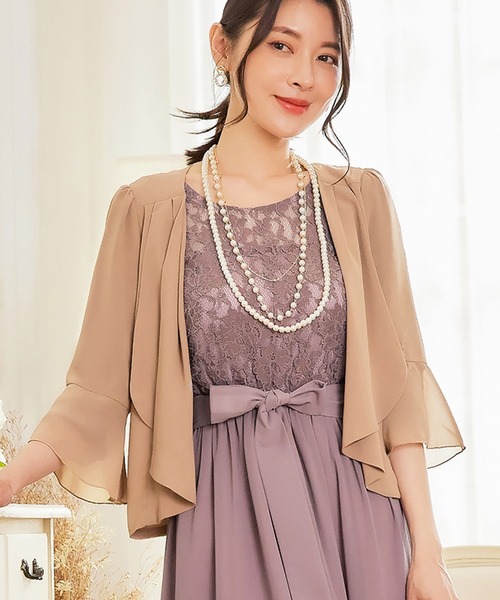 DRESS STAR(ドレス スター)の「7分丈薄手シフォンパーティボレロ結婚式カーディガン(カーディガン/ボレロ・レディース・ナチュラル/ブラック/グレー/ラベンダー/ネイビー/ブルーグレー/ベージュ/カーキ・L/M/S/XL/XXL)」の9枚目の写真