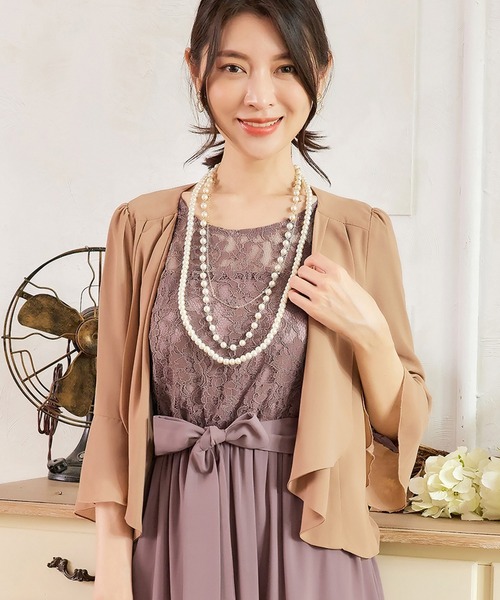 DRESS STAR(ドレス スター)の「7分丈薄手シフォンパーティボレロ結婚式カーディガン(カーディガン/ボレロ・レディース・ナチュラル/ブラック/グレー/ラベンダー/ネイビー/ブルーグレー/ベージュ/カーキ・L/M/S/XL/XXL)」の12枚目の写真