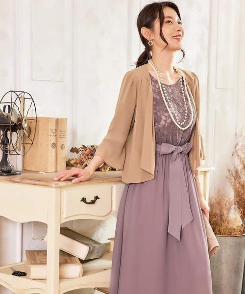 DRESS STAR(ドレス スター)の「7分丈薄手シフォンパーティボレロ結婚式カーディガン(カーディガン/ボレロ・レディース・ナチュラル/ブラック/グレー/ラベンダー/ネイビー/ブルーグレー/ベージュ/カーキ・L/M/S/XL/XXL)」の13枚目の写真