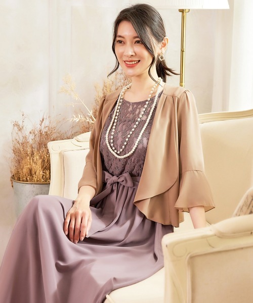 DRESS STAR(ドレス スター)の「7分丈薄手シフォンパーティボレロ結婚式カーディガン(カーディガン/ボレロ・レディース・ナチュラル/ブラック/グレー/ラベンダー/ネイビー/ブルーグレー/ベージュ/カーキ・L/M/S/XL/XXL)」の14枚目の写真