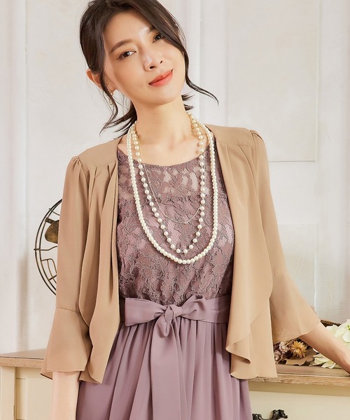 DRESS STAR(ドレス スター)の「7分丈薄手シフォンパーティボレロ結婚式カーディガン(カーディガン/ボレロ・レディース・ナチュラル/ブラック/グレー/ラベンダー/ネイビー/ブルーグレー/ベージュ/カーキ・L/M/S/XL/XXL)」の16枚目の写真