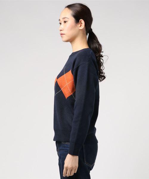 LBC(エルビーシー)の「アーガイルジャガードニットプルオーバー(ニット/セーター・レディース・ネイビー/グレー・M)」の3枚目の写真