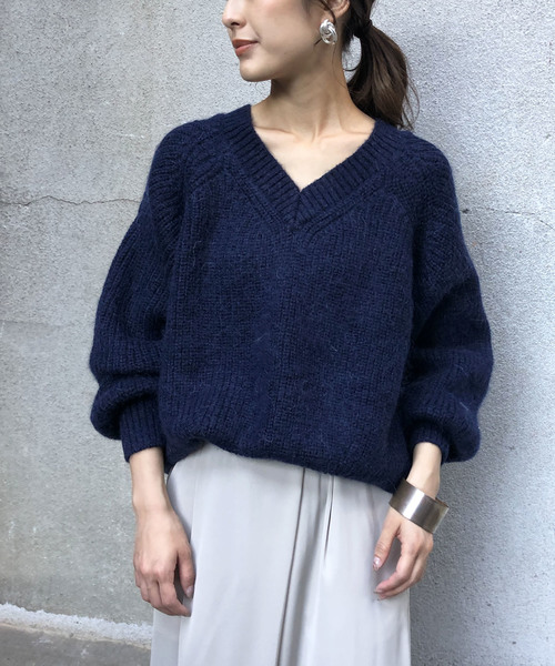 &g'aime(アンジェム)の「【&g'aime】ベビーモヘアチュニックニット(ニット/セーター・レディース・ホワイト/グレー/モカ/ネイビー・FREE)」の4枚目の写真